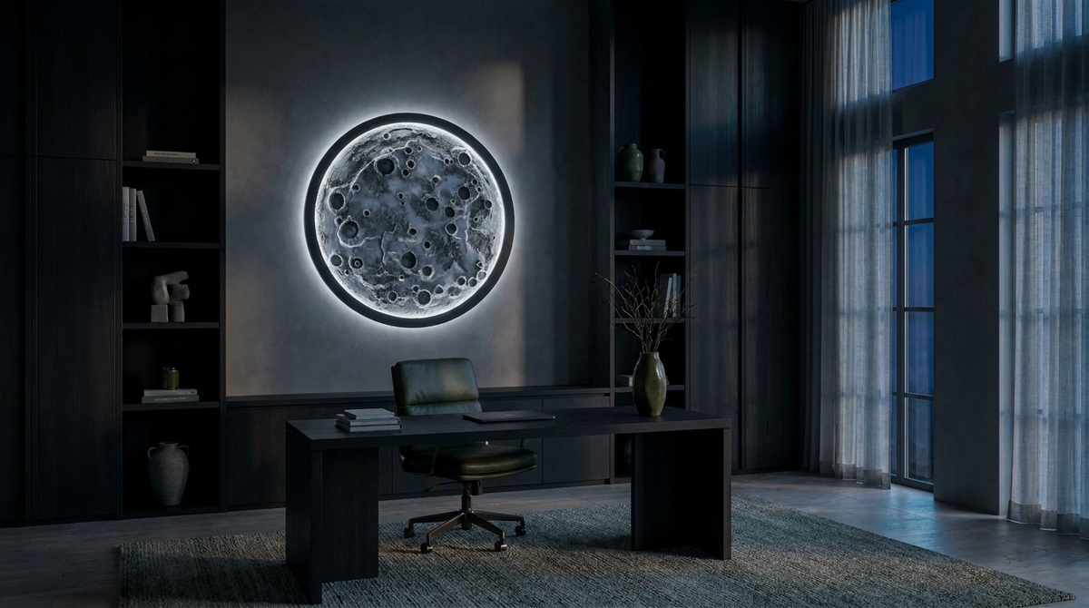 Lunar 120cm – Illuminated Moon Wall Sculpture